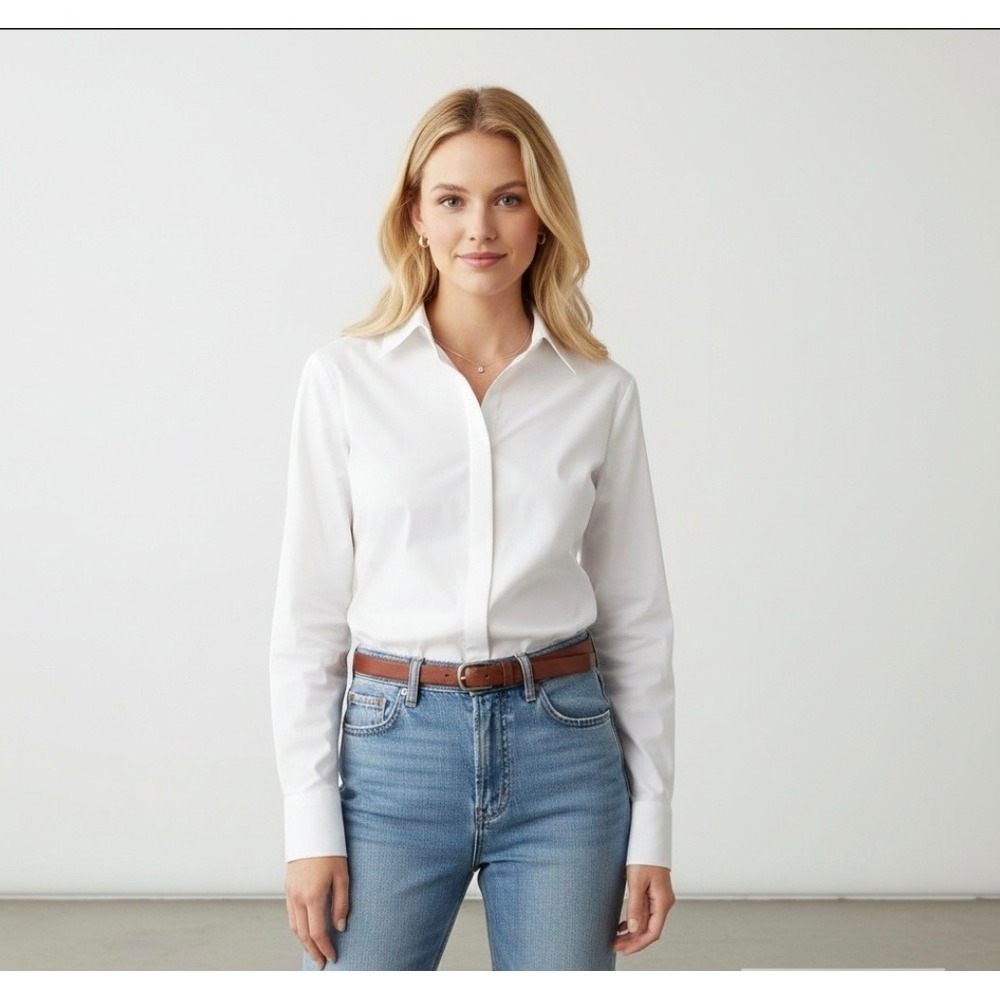Fendi Women's White Cotton Blend Button-Up Dress Shirt - Size: US 4/6
